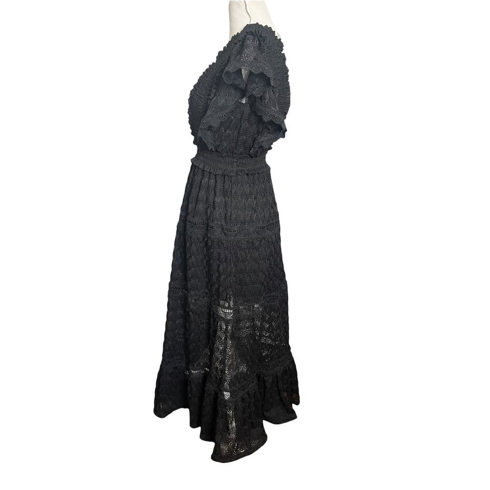 Waimari Florence Crochet Lace Maxi Dress Womens XS Black V Neck Resort Boho Chic - Picture 4 of 9